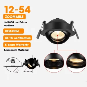 Modern Zoomable Aluminum COB LED Spotlight High CRI 95 Dimmable Supermarket Corridor Hotel Sidewalk Path Art