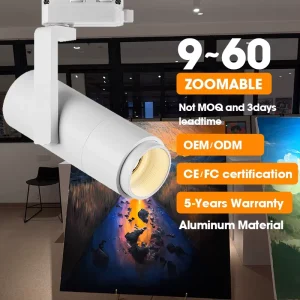 Modern Zoomable Commercial 30W COB LED Track Light Adjustable Aluminum Art Museum Exhibition Retail Shop Hotel Lobby Lighting