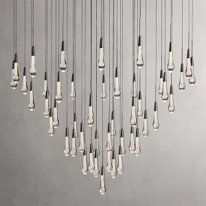 ModernStyle Adjustable Height Droplet Shaped High Brightness Crystal LED Pendant Light Chandelier for Villa Hotel Lobby