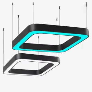 Modular Connectable Linear LED Pendant Light Rectangular Frame Suspended Linear Lighting for Commercial Office Gym