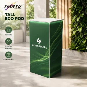 Modular Exhibition Booth Counter Led Illuminated Portable Reception Desk Custom Printed Seg Fabric Graphic Display Stand