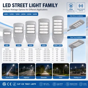 Modular IP66 AC LED Street Light SMD3030 SMD5050 3000K 6500K 5 Year Warranty Smartthings Compatible for Urban Streets Highways