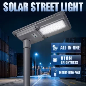 Motion Radar Split Solar Street Lamp 100W LED DC Battery 1400LM IP66 Photocell Timer Remote Outdoor Light