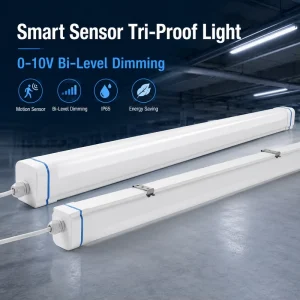 Motion Sensing 0 10V Bi Level Dimming Tri Proof Light with Full Output and Standby Control for Garages and Warehouses