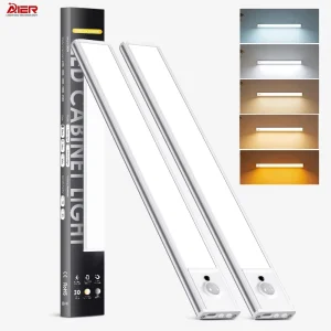 Motion Sensor LED Cabinet Lights Dimmable Super Bright USB Rechargeable Wireless Stick on Night Light for Stairs Steps Closet