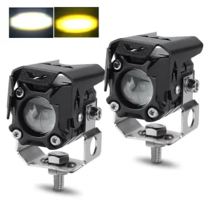 Motorcycle Spotlight Headlamp LED Two-color Small Steel Gun Far and Near Integrated Waterproof 12-80V