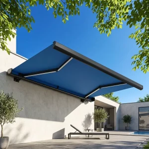 Motorized Fully Enclosed Retractable Sunshade and Rain Canopy Suitable for Outdoor Gardens Courtyards Cafés and Restaurants