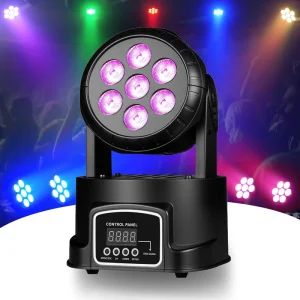 Moving Head Lights LED Stage Light Luces Para DJ Professional 7X8W 5000LM RGBW 12 Color Spotlight with DMX512 Control for Disco