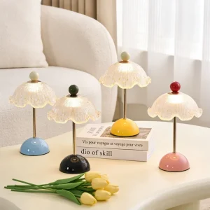 Multi Color Base Glass Shade Table Lamp Modern Decorative LED Bedside Lamp for Home
