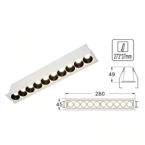 Multi Lens Extended Strip Anti Glare Embedded Grille Light for Fashion Outlet Long Display Wall Uniform Shadow Free