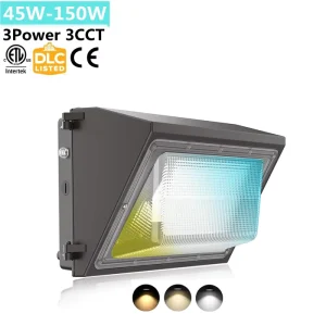Multi cct and power 45w 60w 80w 100w 120w 150w 180w 200w ETL DLC SAA CE led wall pack light wall mounted lights