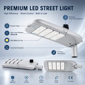 Municipal Highway Outdoor AC LED Street Light IP66 Modular Design 60W-360W Smartthings Compatible Urban Road Parking Lot Garden