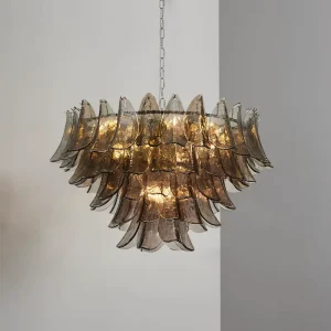Murano Glass Petal Chandelier Vintage Mid Century Modern Pendant Light for Living Room Dining Room Bedroom Villa Home Decor