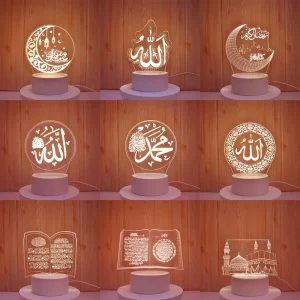 Muslim Allah 3D Illusion Night Lamp Islam Bedside Muhammad Modern Table Lamps Visual Acrylic Decorative Led Night Lights