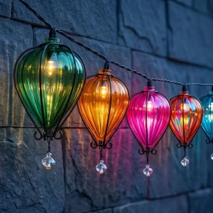 N Concept Colorful Copper IP44 String Lights LED Solar Panel Green Solar Lamp Garden Decoration Balloon Festival