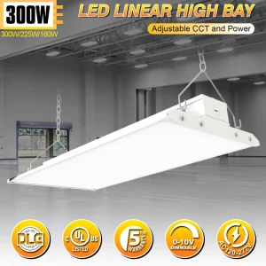 NGTlight 5 Year Warranty 300W Linear High Bay for Light 90 Degree Angle Adjustable 4ft IP65 Sensor Control Warehouse Lighting