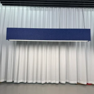 NRC 0.85 Acoustic Linear Lighting Pleated PET Felt Office Pendant Light B1 Fire rated Sound Absorbing LED Chandelier