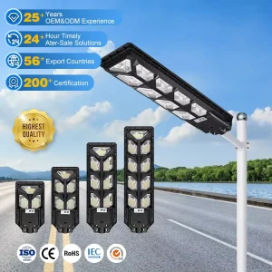 NanDe High Lumen Outdoor Garden Waterproof IP65 White Light 6500K Highway All in One Solar Street LED Lights