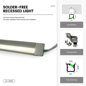 Narrow Rectangular Aluminum LED Cabinet Light Matte Dimmable DC 24V Slotted Embedded Installation High Color Rendering CRI 90