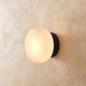 Natural Alabaster Wall Lamp Modern Minimalist Wall Light for Aisles Hotel Corridors Bedroom Living Room Round Sconce