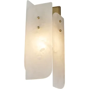 Natural Alabaster Wall Sconce Minimalist Brass Rivet Wall Lamp Bedside Light for Bedroom and Living Room