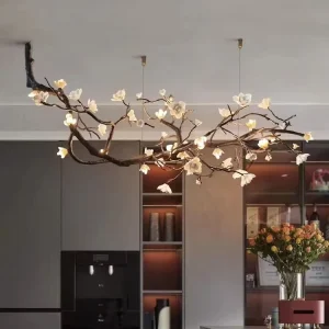 Natural Design Inspired Lamp Indoor Decoration Villa Apartment Living Room Flower Pendant Light LED Branch Chandelier