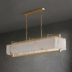 Natural Marble Rectangular Alabaster Pendant Light Chandelier