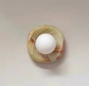 Natural Onyx Glass Hardwired LED Moon Wall Lamp Globe Light for Villa Furnishing Interior Decoration Suppliers