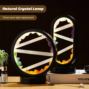 Natural Raw Stone Crystal Lamp 7 Chakra Healing Crystal 3 Color Table Lamp for Bedroom Home Decor Meditation