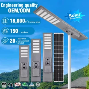 New CE Certified IP65 400W 500W 600W Aluminum LED Solar Street Light with Remote Radar Control 70×140 Beam Angle