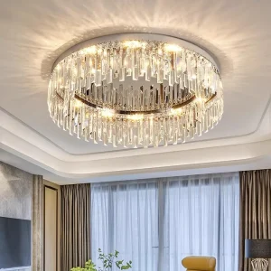 New Crystal Living Room LED Ceiling Light Light Luxury Round Bedroom Light