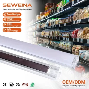 New Design 12V 24V Supermarket Shelves Led Cabinet Shelf Strip Light Ultra Slim Weld Free Magnetic Profile Lamp