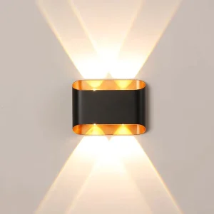 New Design 2W 4W 6W 8W Outdoor Aluminum Polycarbonate Waterproof LED Wall Light Gold Finish Rectangular Shape 3 Year Warranty