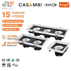 New Design Decorative Spot Indoor Light Mall Store Adjustable Dimmable Anti-Glare Square Recessed Black Led Downlight