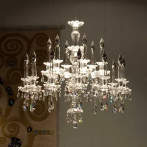 New Design Hanging Linear Clear Candle Holder Crystal Luxury Chandelier Light Fixture Pendant Light for Interior Decoration