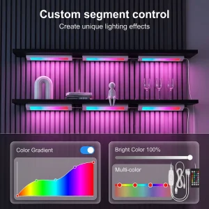 New Design Rainbow RGBW Side Emitting Cabinet Light With Music Rhythm Feature 3 Piece Set for Indoor Decoration