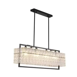New Factory Make Crystal Pendant Chandelier America Style Simple Rectangular Light Luxury Dining Room Bedroom Ceiling Lamp