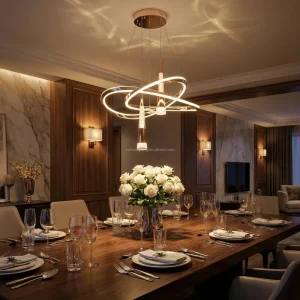 New Modern Gold Chandelier Remote LED Pendant Light+2 Crystal Lamps Eye Protection Adjustable Height 2 Year Warranty Light
