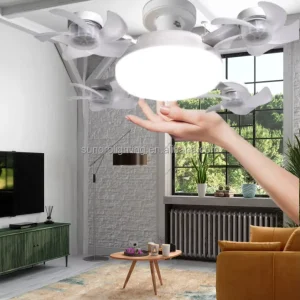 New Modern LED Ceiling Lights Foldable E27 26 B22 Socket Remote Control 60W Silent Fan Light for Dining Kitchen Living Room