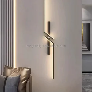 No Wiring Rechargeable Sensor Linear Wall Lamp Irregular Z-shaped Black Metal LED Wall Light for Bedroom Entryway Background