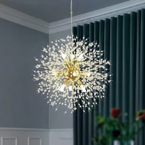 Nordic 12 Heads Fairy Crystal Fireworks Dandelion Sparkly Ball Chandelier Pendant Lights