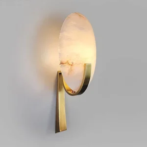 Nordic All Copper Marble Wall Lamp with LED Light 3000K Warm White for Living Room Bedroom Hallway
