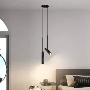 Nordic Black LED Chandelier Pendant Light for Bedroom Bedside Dining Hanging Lamp Adjustable Angle