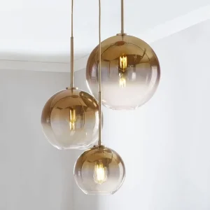 Nordic Factory Villa Commercial Art Glass Ball Led Pendant Light Gold Silver Warm White Lighting Chandeliers