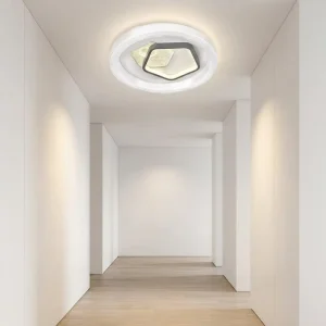 Nordic Indoor Ceiling Lamp Creative Round Fluted Border LED Lighting 3 Color Changeable for Contemporary Master Bedroom Study