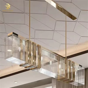 Nordic K9 Crystal Pendant Light LED Metal Rectangle Chandelier Gold for Kitchen Island Decoration Chandeliers Pendant Lights