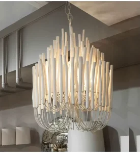 Nordic Kitchen Island White Black LED Wooden Metal Chandelier Lighting Pendant Lights for Dining Table