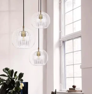 Nordic LED Chandelier E27 Pendant Lamp Glass Ball Adjustable Height Hanging Light for Hotel Use Modern Ceiling