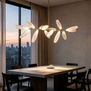 Nordic LED Chandelier High Ceiling Luxury Iron Pendant Light with Glass for Dining Living Room Children’s Room Decoration