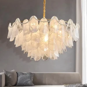 Nordic Large Glass Gold Hanging Light Pendant Crystal Chandelier Adjustable Height Pendant Chandelier for Hotel